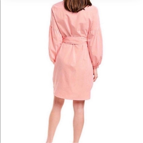 J. McLaughlin Millbury Orange White Striped Tie Waist Shirtdress Midi Dress - M - Picture 4 of 16